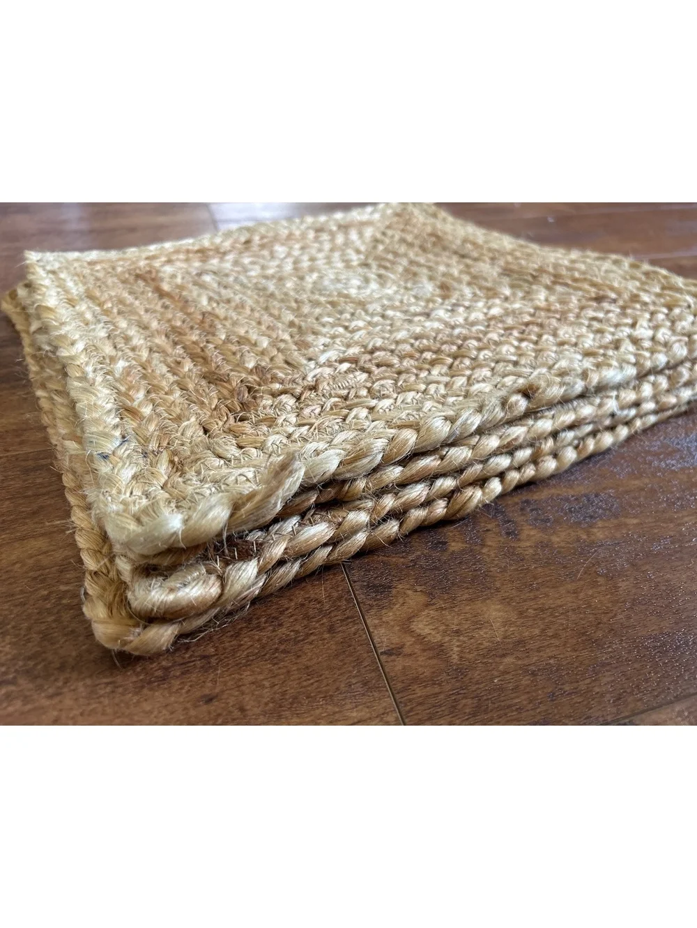 Set of 4 Square Braided Natural Fiber Coasters